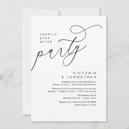 Happily Ever After Party, Moderner Romantischer Ab Einladung (Vorderseite)