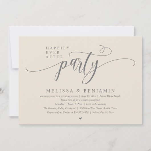 Happily Ever After Party, Reception Modern Minimal Einladung (Vorderseite)