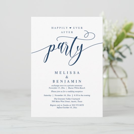 Happily Ever After Party, Reception Modern Minimal Einladung (Stehend Vorderseite)