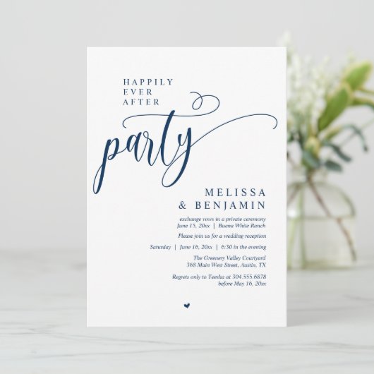 Happily Ever After Party, Reception Modern Minimal Einladung (Stehend Vorderseite)