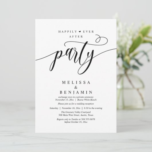 Happily Ever After Party, Reception Modern Minimal Einladung (Stehend Vorderseite)