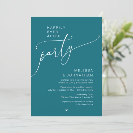 Happily Ever After Party Romance Wedding Reception Einladung (Stehend Vorderseite)