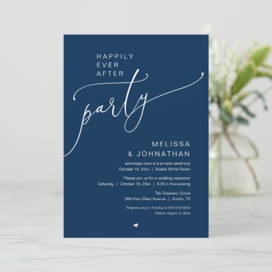 Happily Ever After Party Romance Wedding Reception Einladung (Stehend Vorderseite)