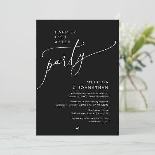 Happily Ever After Party Romance Wedding Reception Einladung (Stehend Vorderseite)