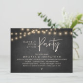 Happily Ever After Party, Rustic String Lights Einladung (Stehend Vorderseite)
