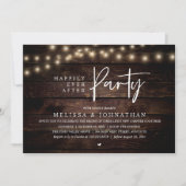 Happily Ever After Party, Rustic String Lights Einladung (Vorderseite)
