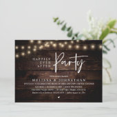 Happily Ever After Party, Rustic String Lights Einladung (Stehend Vorderseite)