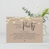 Happily Ever After Party, Rustic String Lights Einladung (Stehend Vorderseite)