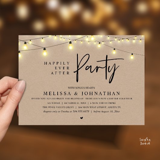 Happily Ever After Party, Rustic String Lights Einladung