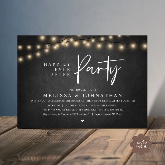 Happily Ever After Party, Rustic String Lights Einladung