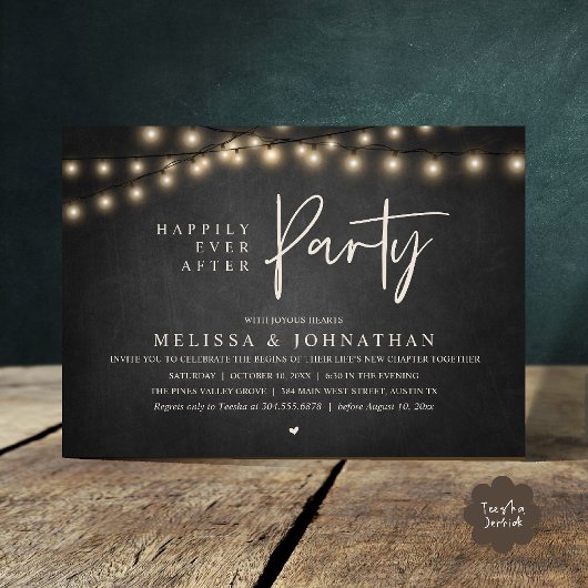 Happily Ever After Party, Rustic String Lights Einladung