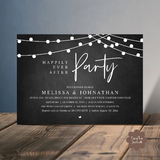 Happily Ever After Party, Rustic String Lights Einladung