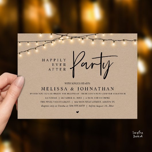 Happily Ever After Party, Rustic String Lights Einladung