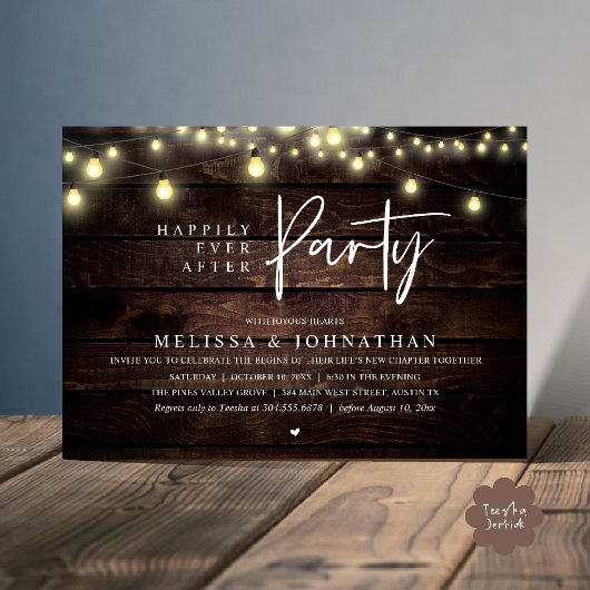 Happily Ever After Party, Rustic String Lights Einladung
