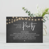 Happily Ever After Party, Rustic String Lights Einladung (Stehend Vorderseite)