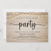 Happily Ever After Party, Rustic String Lights Wed Einladung (Vorderseite)