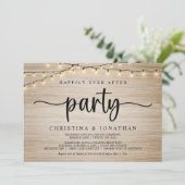 Happily Ever After Party, Rustic String Lights Wed Einladung (Stehend Vorderseite)