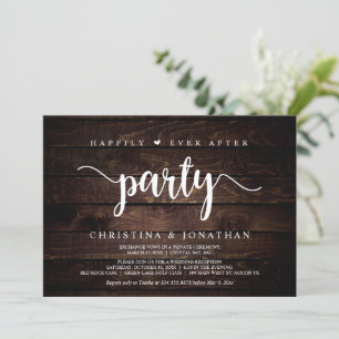 Happily Ever After-Party, Rustikales Holz, Flitter Einladung
