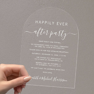 Happily Ever After Party Torbogen Hochzeitsempfang Acryleinladungen