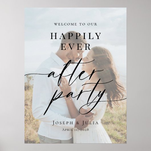 Happily Ever After Party Welcome photo wedding Poster (Vorne)