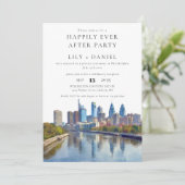 Happily Ever After Philadelphia Wedding Einladung (Stehend Vorderseite)