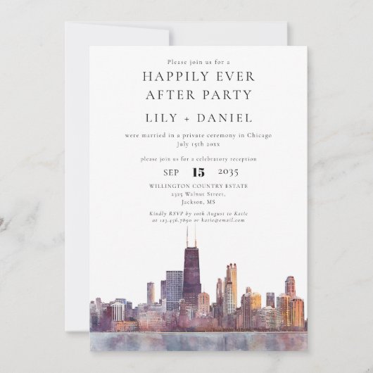 Happily Ever After Photo Chicago Wedding Einladung (Vorderseite)