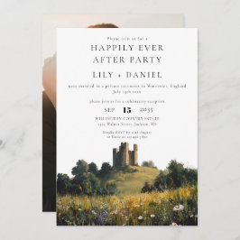 Happily Ever After Photo Floral Castle Wedding Einladung