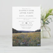 Happily Ever After Photo Wildflowers Wedding Einladung (Stehend Vorderseite)