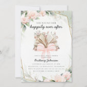 Happily Ever After Pink Floral Book Bridal Shower Einladung (Vorderseite)