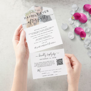 Happily Ever After QR-Code Foto Hochzeitsempfang All In One Einladung