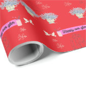 Happily ever after red geschenkpapier (Rolleneckpunkt)