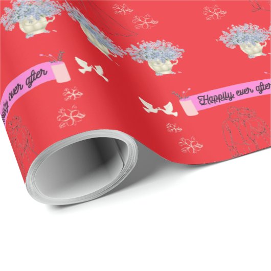 Happily ever after red geschenkpapier (Rolleneckpunkt)