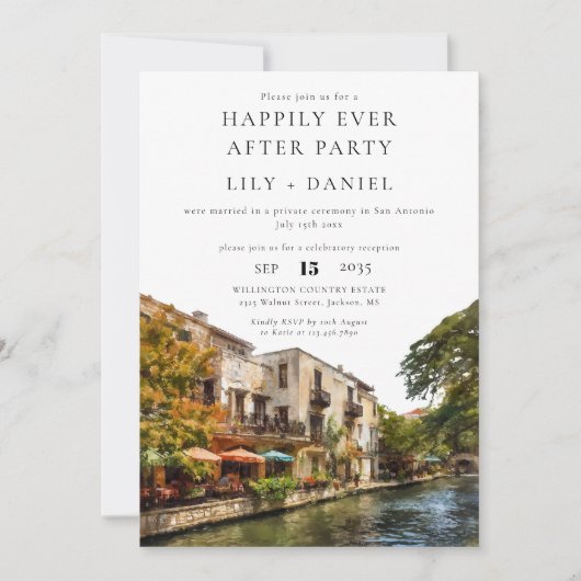 Happily Ever After San Antonio Wedding Einladung (Vorderseite)