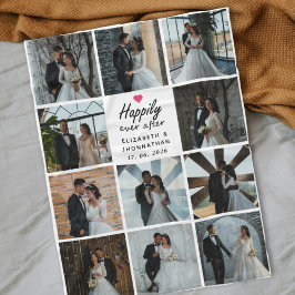 Happily Ever After Script Photo Collage Pink Heart Fleecedecke