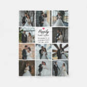 Happily Ever After Script Photo Collage Pink Heart Fleecedecke (Vorderseite)