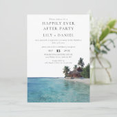 Happily Ever After Tropical Beach Wedding Einladung (Stehend Vorderseite)
