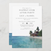 Happily Ever After Tropical Beach Wedding Einladung (Vorne/Hinten)