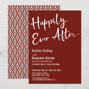 Happily Ever After Typografie Fett Weiß auf Wein Einladung