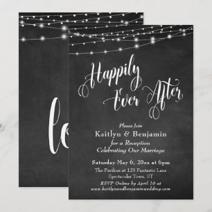 Happily Ever After Typografie Schultafellichter Einladung