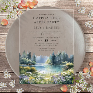 Happily Ever After Waldsee Blumenhochzeit Acryleinladungen