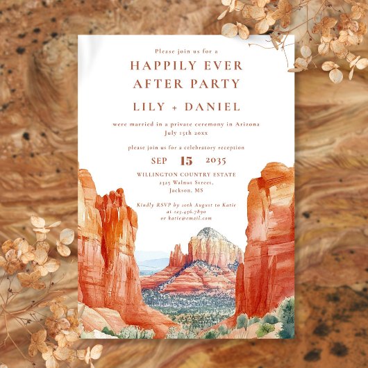 Happily Ever After Watercolor Desert Wedding Einladung