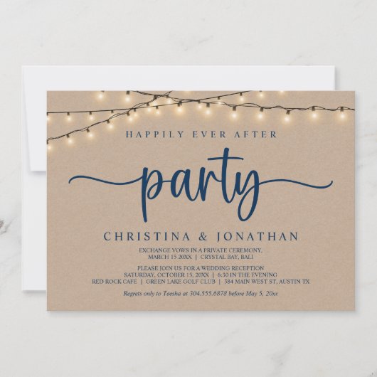 Happily Ever After Wedding Party, String Lights Einladung (Vorderseite)