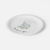 Happily Ever After White Rose Wedding Paper Plates Pappteller (Schrägansicht)