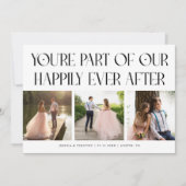 Happily Ever After White Wedding Photo Dankeskarte (Vorderseite)