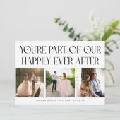 Happily Ever After White Wedding Photo Dankeskarte (Stehend Vorderseite)