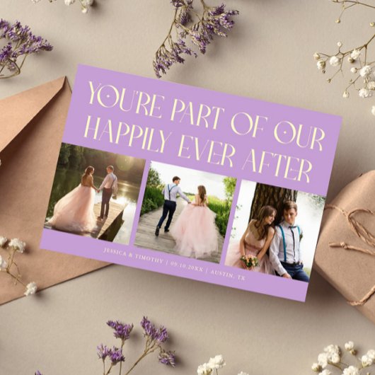 Happily Ever After Wisteria Wedding Photo Dankeskarte