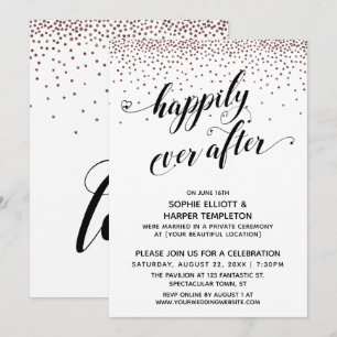 Happily Ever Ever Hearts Schriftzug Roségold Konfe Einladung