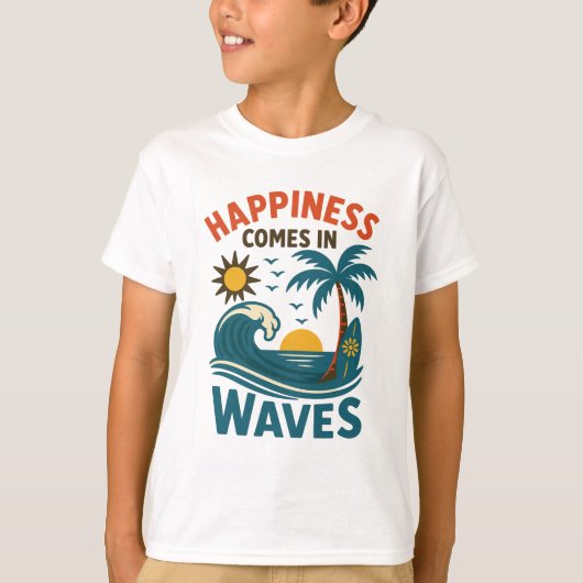 Happiness Comes in Waves - Boys' Inspirational Bea T-Shirt (Vorderseite)
