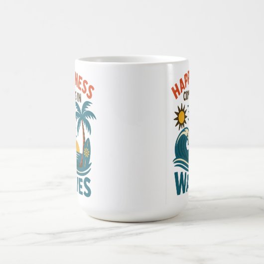 Happiness Comes in Waves - Inspirational Coffee Kaffeetasse (Mittel)