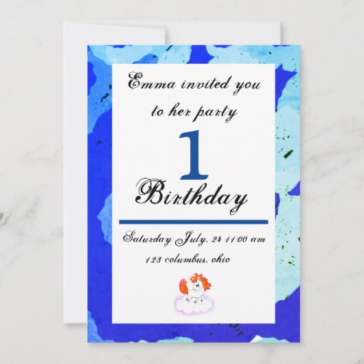 Happiness cute magic unicorn einladung (Rückseite)